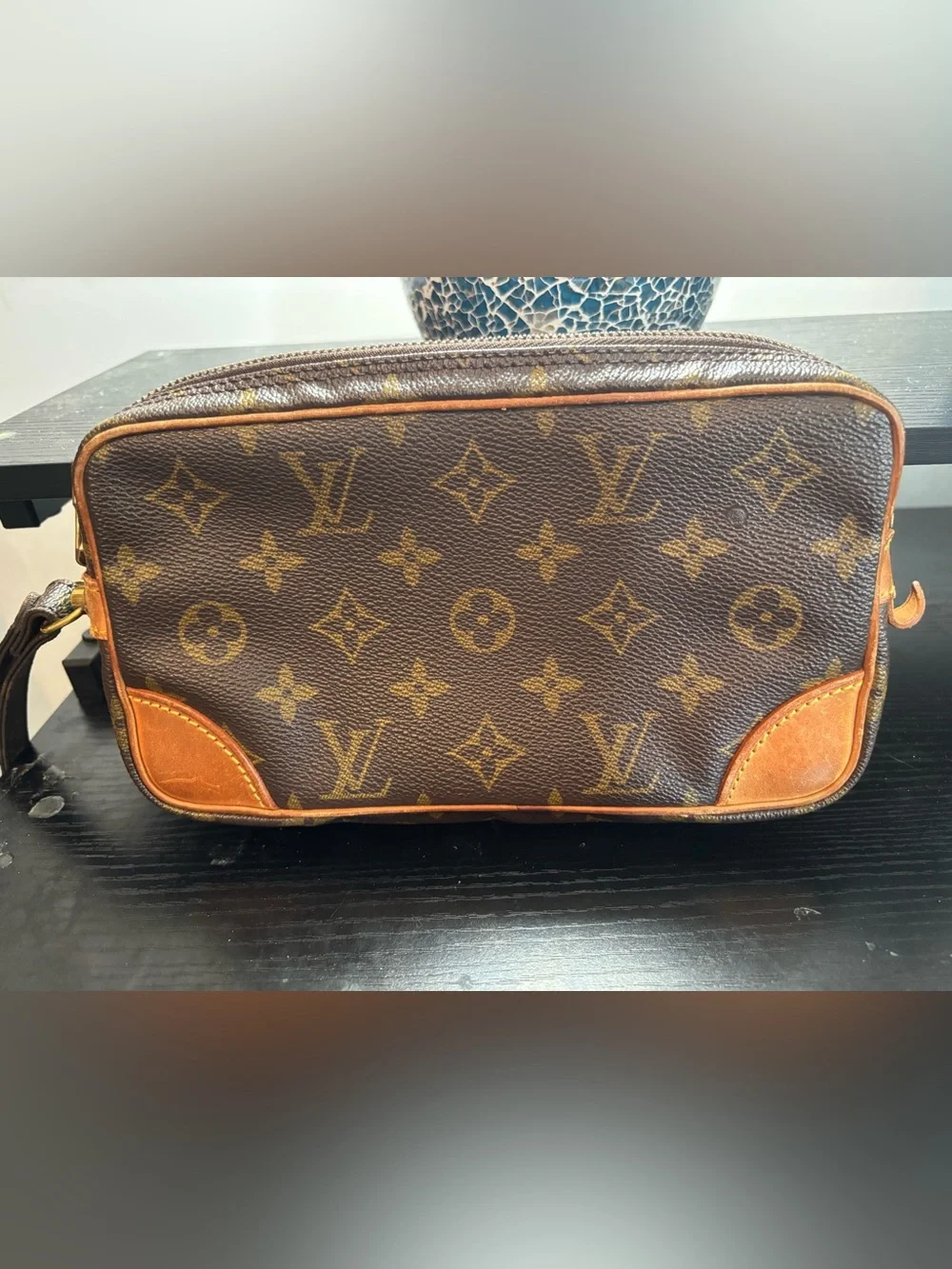 Auth Louis Vuitton Marly Dragonne GM Monogram Canvas Clutch Wristlet Bag Vintage